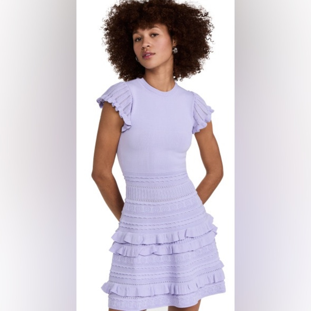 Shoshanna Sofie frill sleeve knit dress XS - Picture 12 of 14